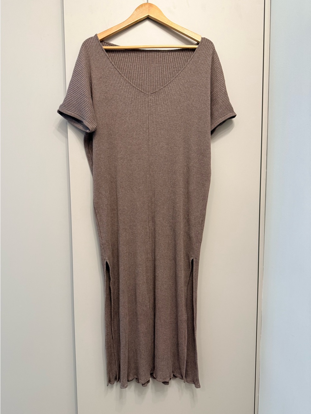 Reversible Side Slit Dress - Mauve Rib, M/L